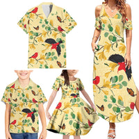 Aloha Hawaii Family Matching Summer Maxi Dress and Hawaiian Shirt I'iwi on Mamane Pastel Cream LT7 - Polynesian Pride