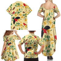 Aloha Hawaii Family Matching Summer Maxi Dress and Hawaiian Shirt I'iwi on Mamane Pastel Cream LT7 - Polynesian Pride