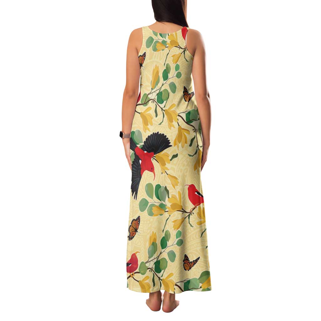 Aloha Hawaii Family Matching Tank Maxi Dress and Hawaiian Shirt I'iwi on Mamane Pastel Cream LT7 - Polynesian Pride