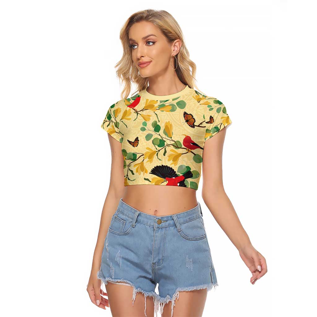Aloha Hawaii Raglan Cropped T Shirt I'iwi on Mamane Pastel Cream