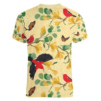 Aloha Hawaii Women V-Neck T-Shirt I'iwi on Mamane Pastel Cream