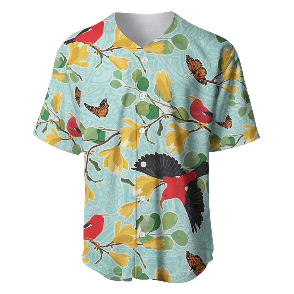 Aloha Hawaii Baseball Jersey I'iwi on Mamane Pastel Turquoise LT7 Turquoise - Polynesian Pride