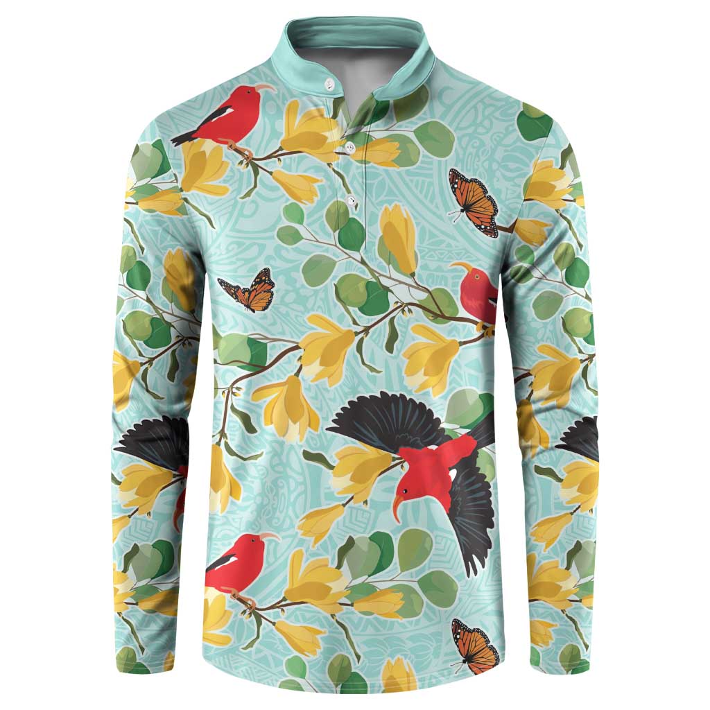 Aloha Hawaii Button Sweatshirt I'iwi on Mamane Pastel Turquoise LT7 Turquoise - Polynesian Pride