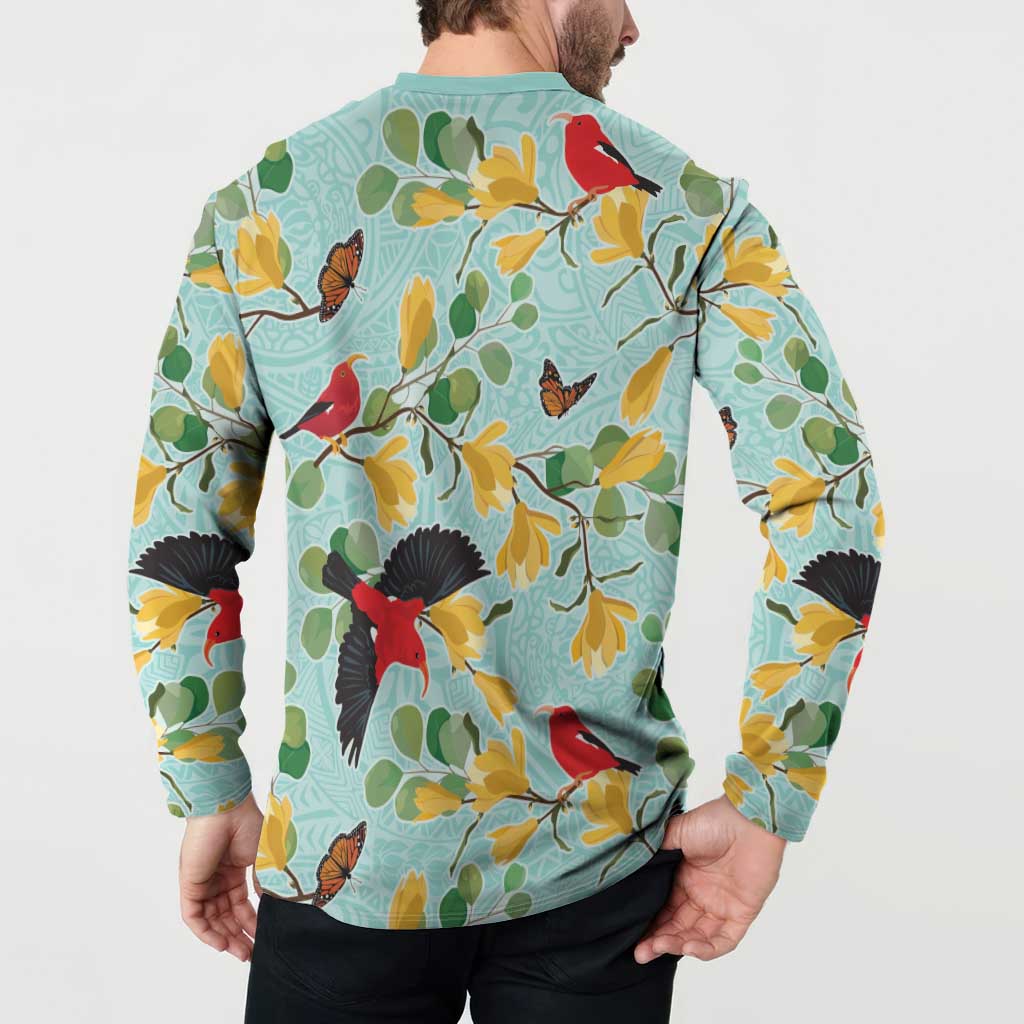 Aloha Hawaii Button Sweatshirt I'iwi on Mamane Pastel Turquoise