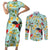Aloha Hawaii Couples Matching Short Sleeve Bodycon Dress and Long Sleeve Button Shirt I'iwi on Mamane Pastel Turquoise