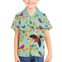 Aloha Hawaii Family Matching Long Sleeve Bodycon Dress and Hawaiian Shirt I'iwi on Mamane Pastel Turquoise LT7 Son's Shirt Turquoise - Polynesian Pride