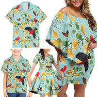 Aloha Hawaii Family Matching Off Shoulder Short Dress and Hawaiian Shirt I'iwi on Mamane Pastel Turquoise LT7 - Polynesian Pride