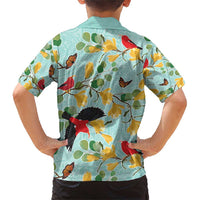 Aloha Hawaii Family Matching Short Sleeve Bodycon Dress and Hawaiian Shirt I'iwi on Mamane Pastel Turquoise LT7 - Polynesian Pride