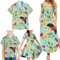 Aloha Hawaii Family Matching Summer Maxi Dress and Hawaiian Shirt I'iwi on Mamane Pastel Turquoise LT7 - Polynesian Pride