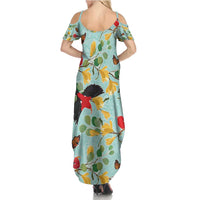 Aloha Hawaii Family Matching Summer Maxi Dress and Hawaiian Shirt I'iwi on Mamane Pastel Turquoise LT7 - Polynesian Pride