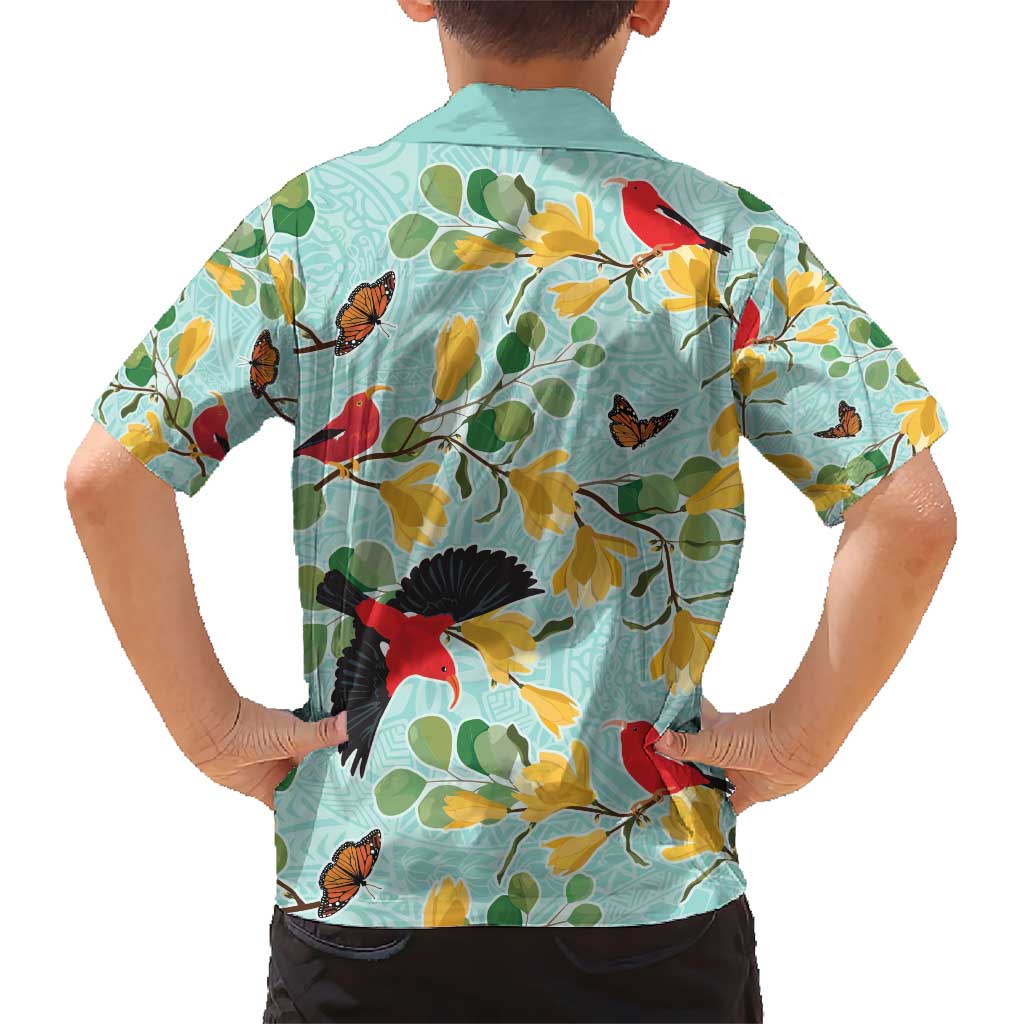 Aloha Hawaii Kid Hawaiian Shirt I'iwi on Mamane Pastel Turquoise