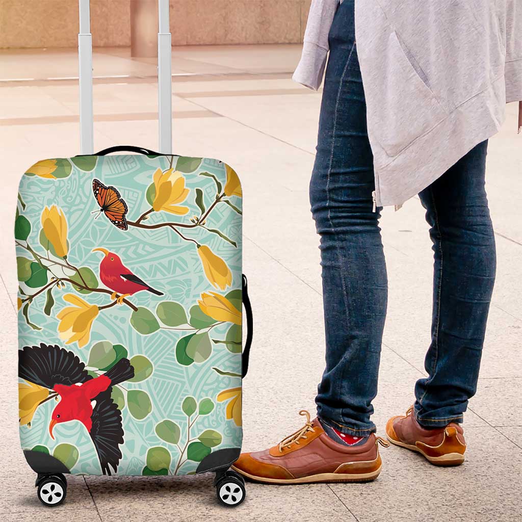 Aloha Hawaii Luggage Cover I'iwi on Mamane Pastel Turquoise LT7 Turquoise - Polynesian Pride