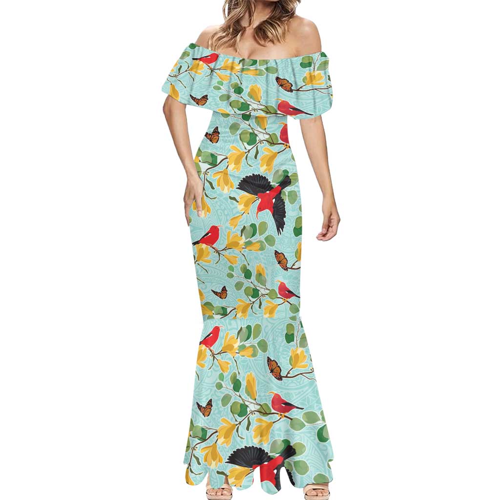Aloha Hawaii Mermaid Dress I'iwi on Mamane Pastel Turquoise LT7 - Polynesian Pride