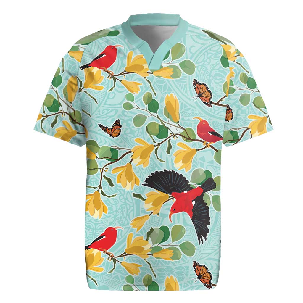 Aloha Hawaii Rugby Jersey I'iwi on Mamane Pastel Turquoise