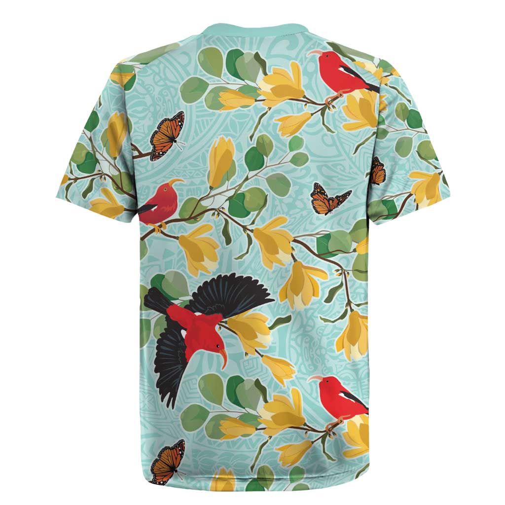 Aloha Hawaii Rugby Jersey I'iwi on Mamane Pastel Turquoise