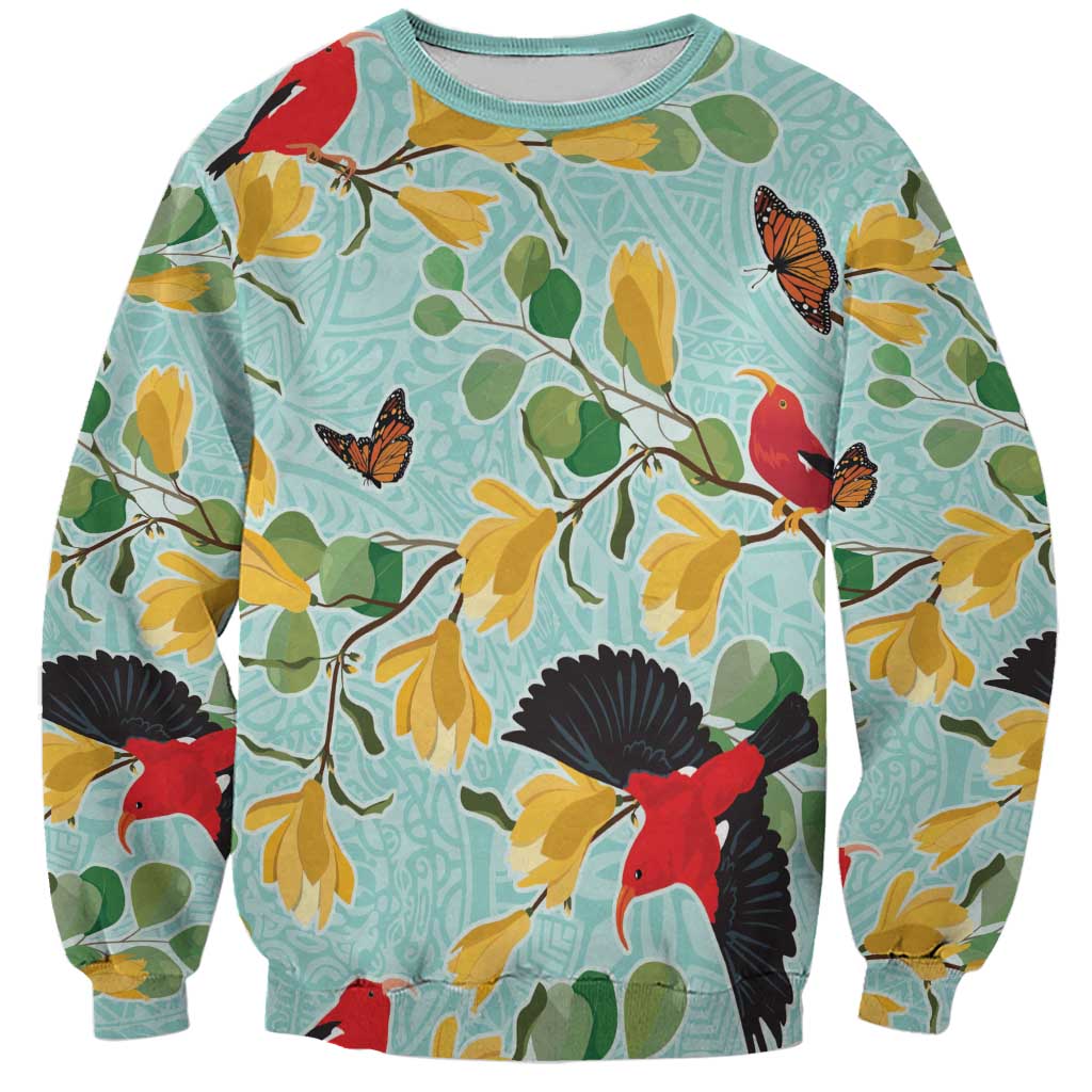 Aloha Hawaii Sweatshirt I'iwi on Mamane Pastel Turquoise LT7 Unisex Turquoise - Polynesian Pride