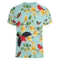 Aloha Hawaii Women V-Neck T-Shirt I'iwi on Mamane Pastel Turquoise