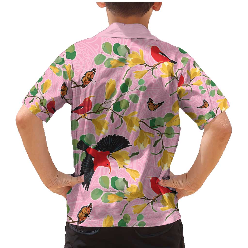 Aloha Hawaii Family Matching Mermaid Dress and Hawaiian Shirt I'iwi on Mamane Pastel Pink LT7 - Polynesian Pride