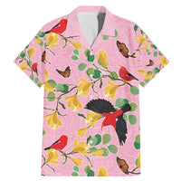 Aloha Hawaii Family Matching Mermaid Dress and Hawaiian Shirt I'iwi on Mamane Pastel Pink LT7 Dad's Shirt - Short Sleeve Pink - Polynesian Pride