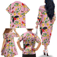 Aloha Hawaii Family Matching Off The Shoulder Long Sleeve Dress and Hawaiian Shirt I'iwi on Mamane Pastel Pink LT7 - Polynesian Pride