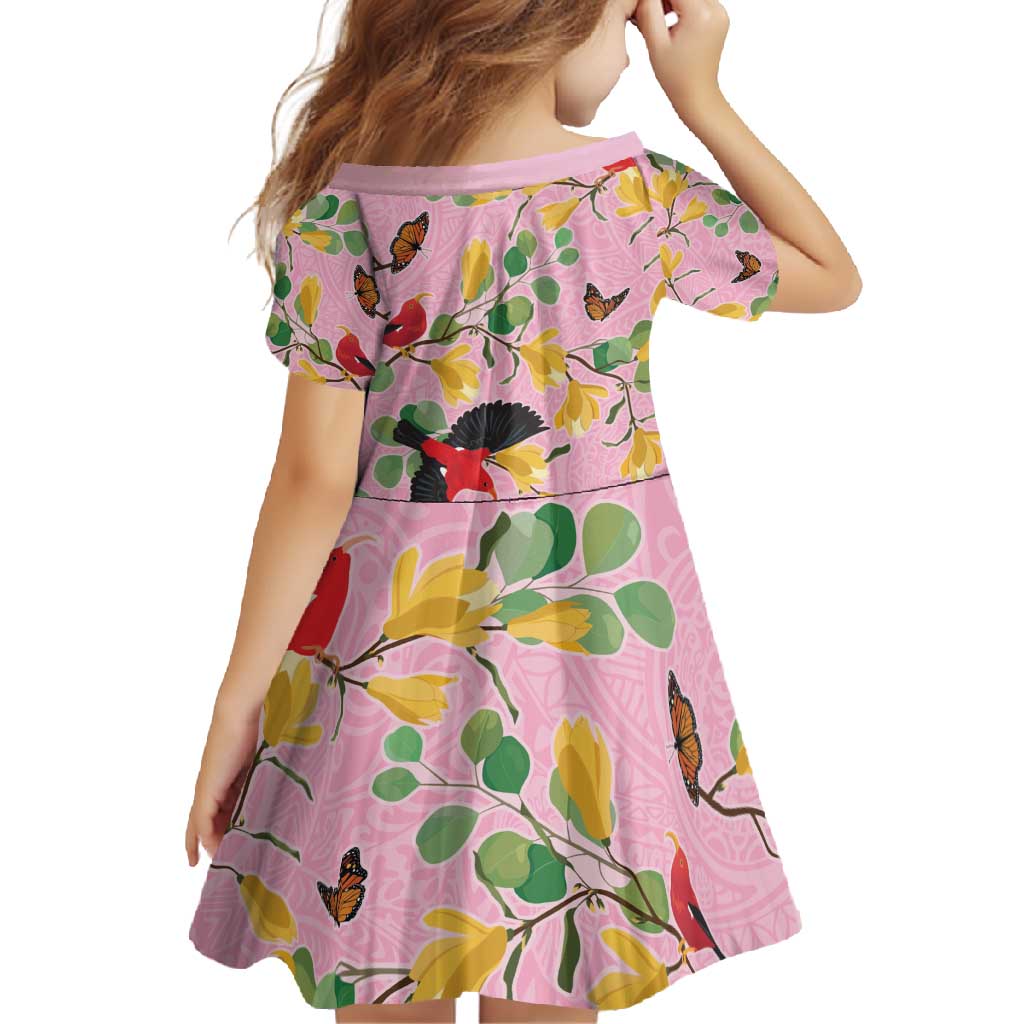 Aloha Hawaii Family Matching Off Shoulder Maxi Dress and Hawaiian Shirt I'iwi on Mamane Pastel Pink LT7 - Polynesian Pride