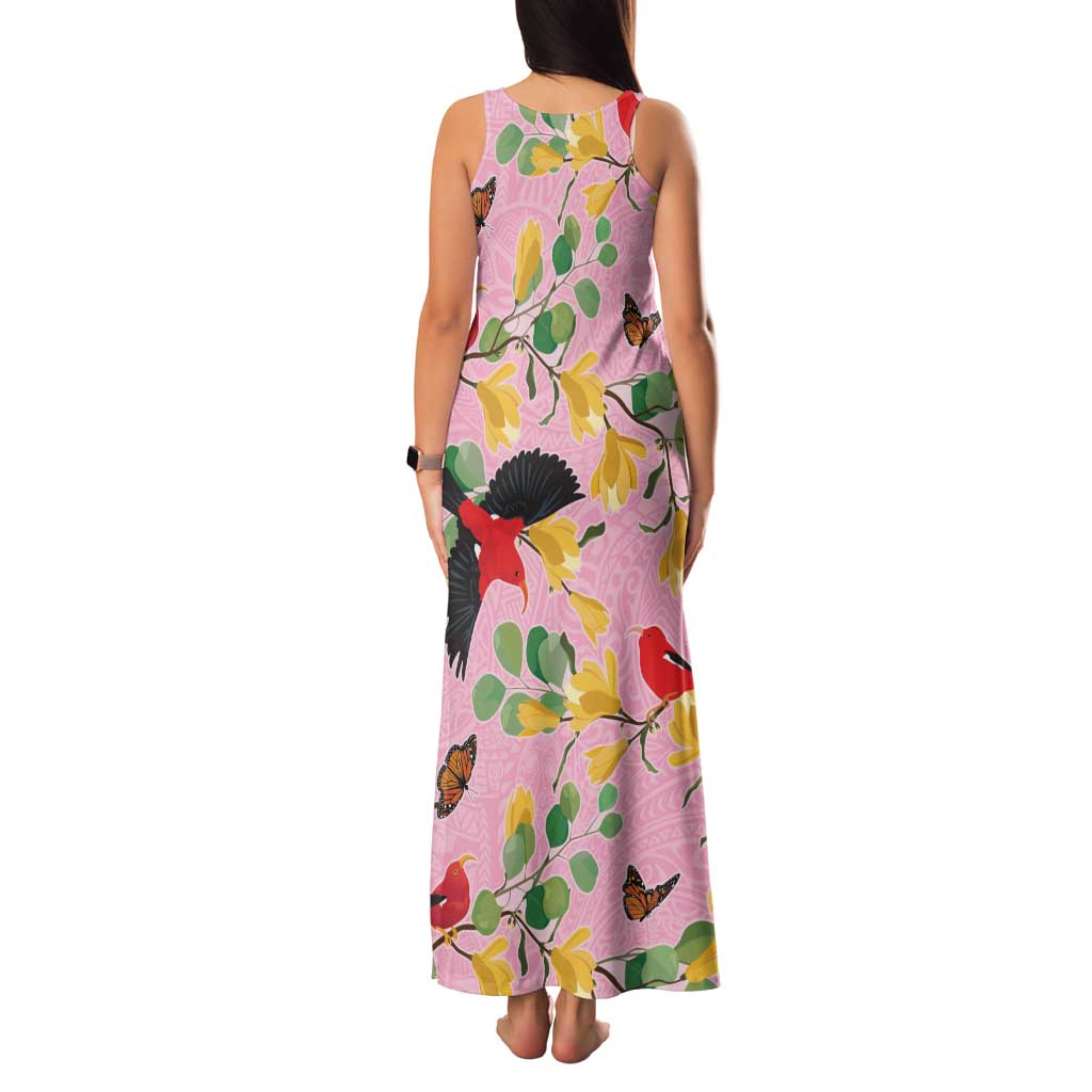 Aloha Hawaii Family Matching Tank Maxi Dress and Hawaiian Shirt I'iwi on Mamane Pastel Pink LT7 - Polynesian Pride