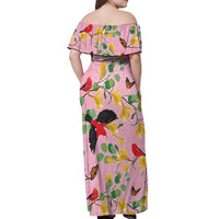 Aloha Hawaii Off Shoulder Maxi Dress I'iwi on Mamane Pastel Pink LT7 - Polynesian Pride