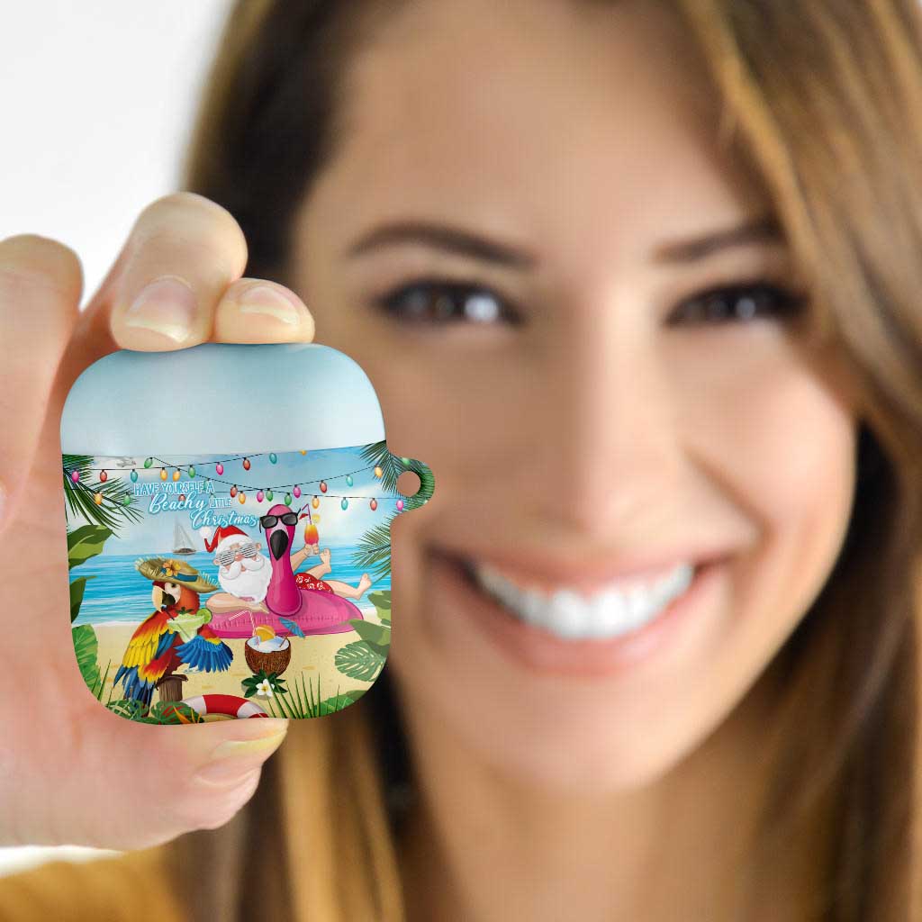 Have Yourself A Beachy Little Christmas AirPods Case with Santa Chilling - Polynesian Pride