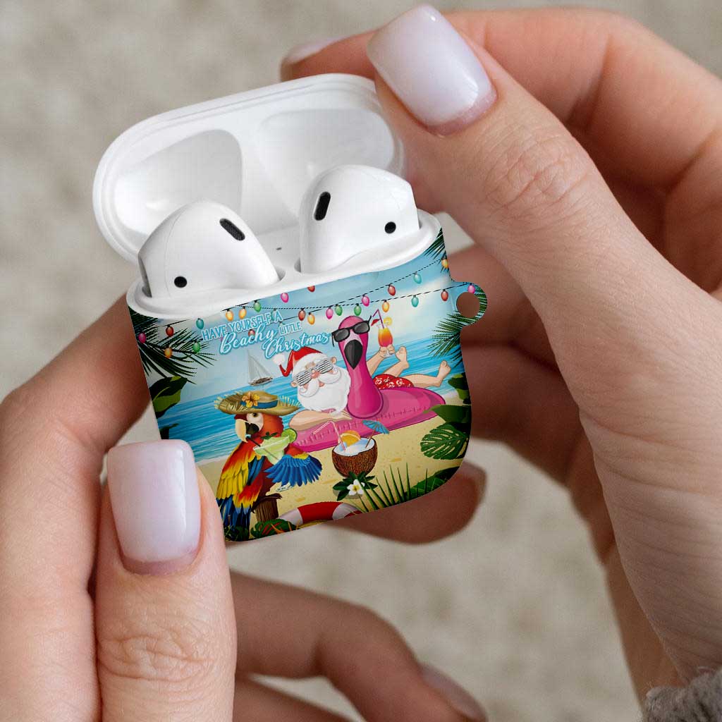 Have Yourself A Beachy Little Christmas AirPods Case with Santa Chilling - Polynesian Pride