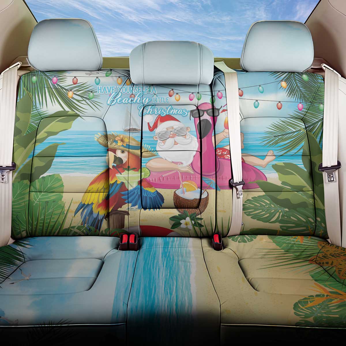 Have Yourself A Beachy Little Christmas Back Car Seat Cover with Santa Chilling LT7 One Size Colorful - Polynesian Pride