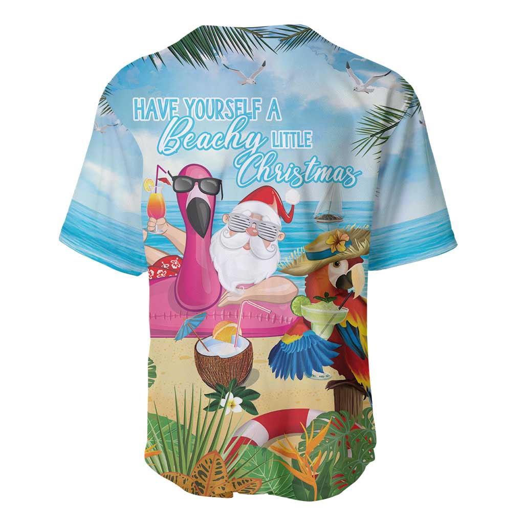 Have Yourself A Beachy Little Christmas Baseball Jersey with Santa Chilling LT7 - Polynesian Pride