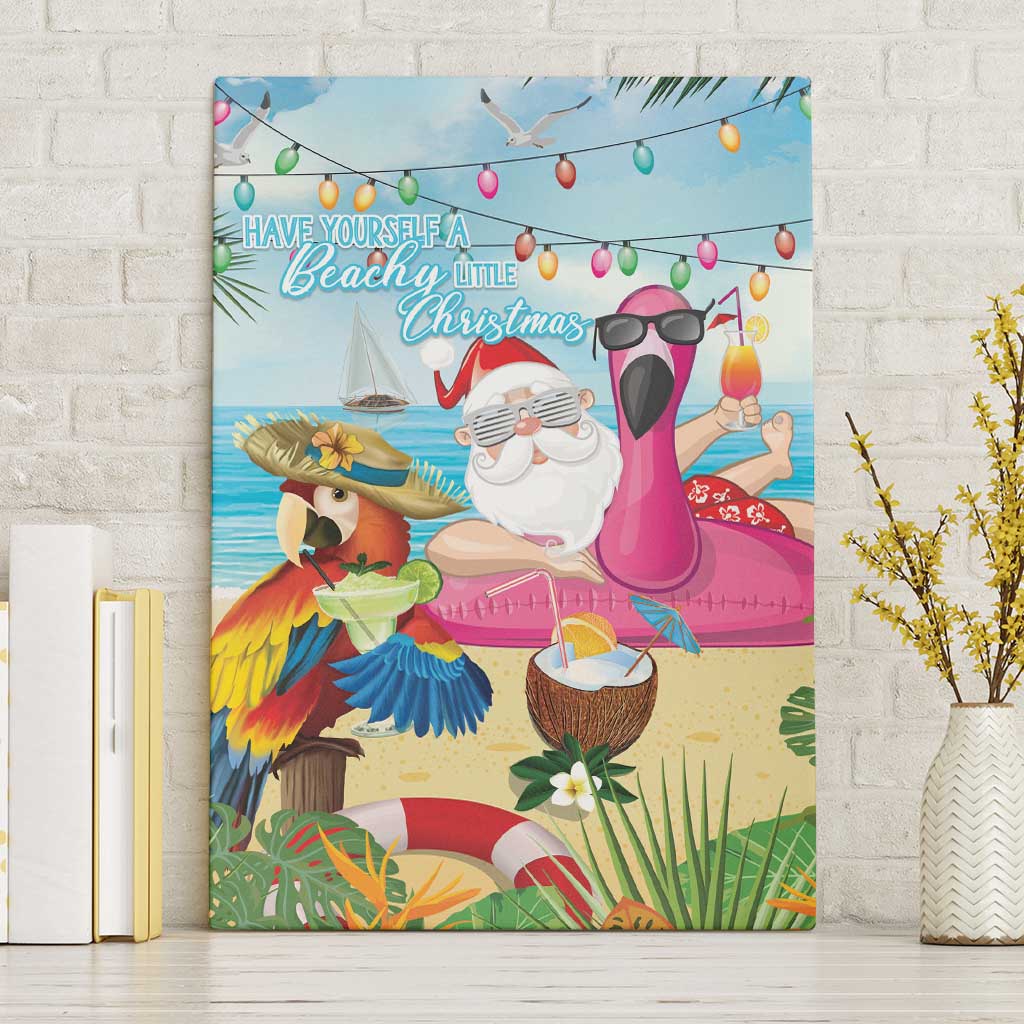 Have Yourself A Beachy Little Christmas Canvas Wall Art with Santa Chilling LT7 Without Frame Colorful - Polynesian Pride