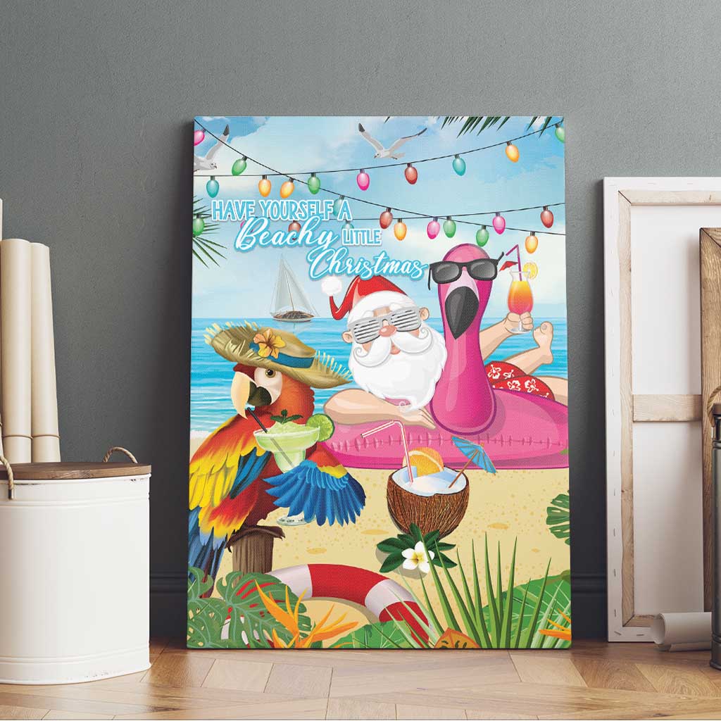 Have Yourself A Beachy Little Christmas Canvas Wall Art with Santa Chilling - Polynesian Pride