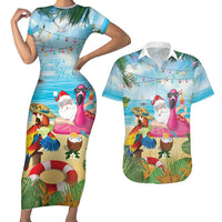 Have Yourself A Beachy Little Christmas Couples Matching Short Sleeve Bodycon Dress and Hawaiian Shirt with Santa Chilling LT7 Colorful - Polynesian Pride