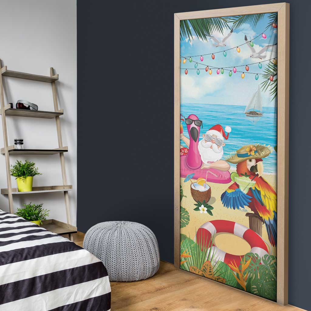Have Yourself A Beachy Little Christmas Door Cover with Santa Chilling - Polynesian Pride