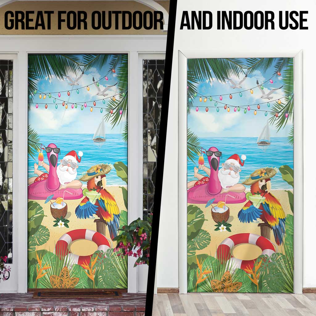 Have Yourself A Beachy Little Christmas Door Cover with Santa Chilling - Polynesian Pride
