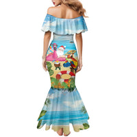 Have Yourself A Beachy Little Christmas Family Matching Mermaid Dress and Hawaiian Shirt with Santa Chilling LT7 - Polynesian Pride