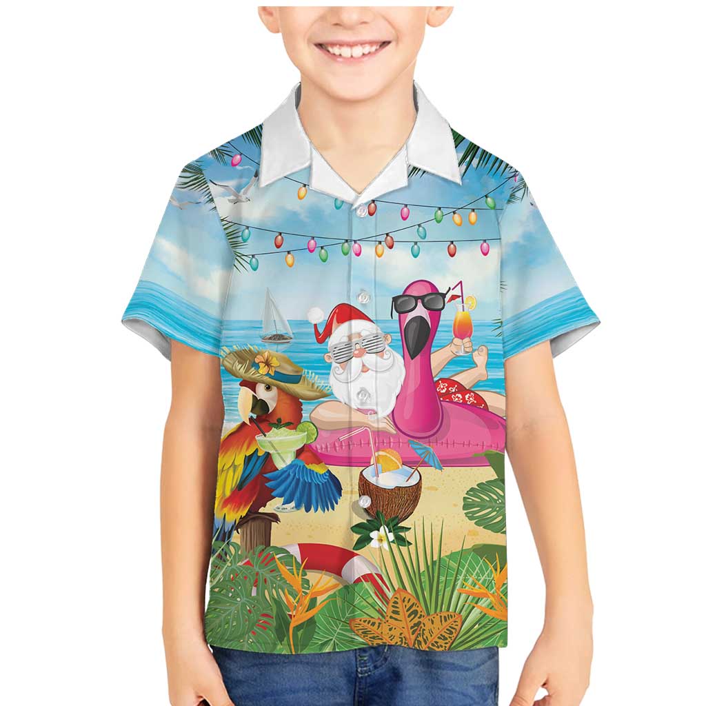 Have Yourself A Beachy Little Christmas Family Matching Mermaid Dress and Hawaiian Shirt with Santa Chilling LT7 Son's Shirt Colorful - Polynesian Pride