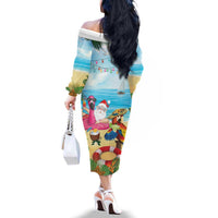 Have Yourself A Beachy Little Christmas Family Matching Off The Shoulder Long Sleeve Dress and Hawaiian Shirt with Santa Chilling LT7 - Polynesian Pride