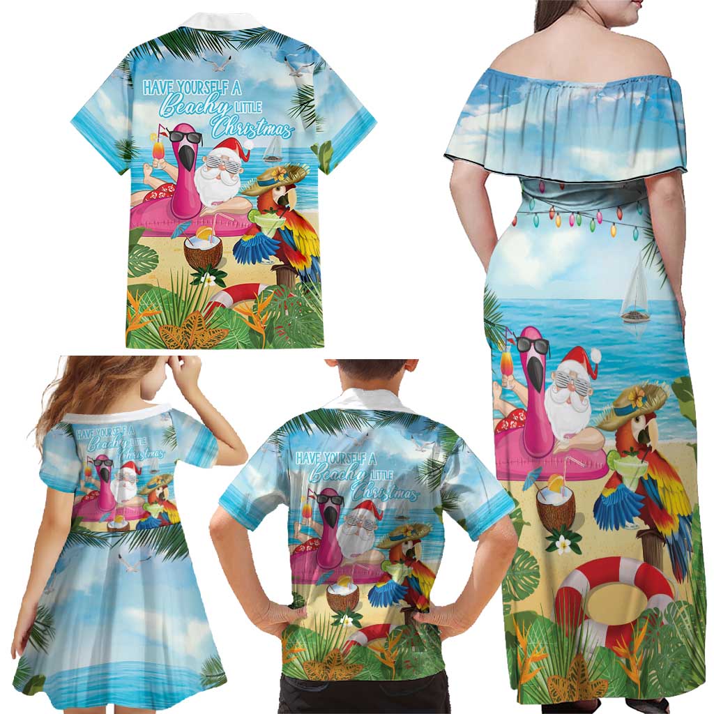 Have Yourself A Beachy Little Christmas Family Matching Off Shoulder Maxi Dress and Hawaiian Shirt with Santa Chilling LT7 - Polynesian Pride
