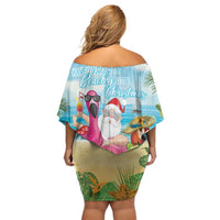 Have Yourself A Beachy Little Christmas Family Matching Off Shoulder Short Dress and Hawaiian Shirt with Santa Chilling LT7 - Polynesian Pride