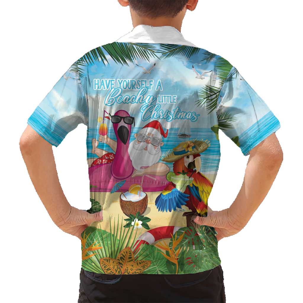 Have Yourself A Beachy Little Christmas Family Matching Puletasi and Hawaiian Shirt with Santa Chilling LT7 - Polynesian Pride