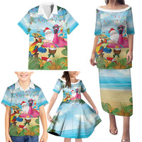 Have Yourself A Beachy Little Christmas Family Matching Puletasi and Hawaiian Shirt with Santa Chilling LT7 - Polynesian Pride