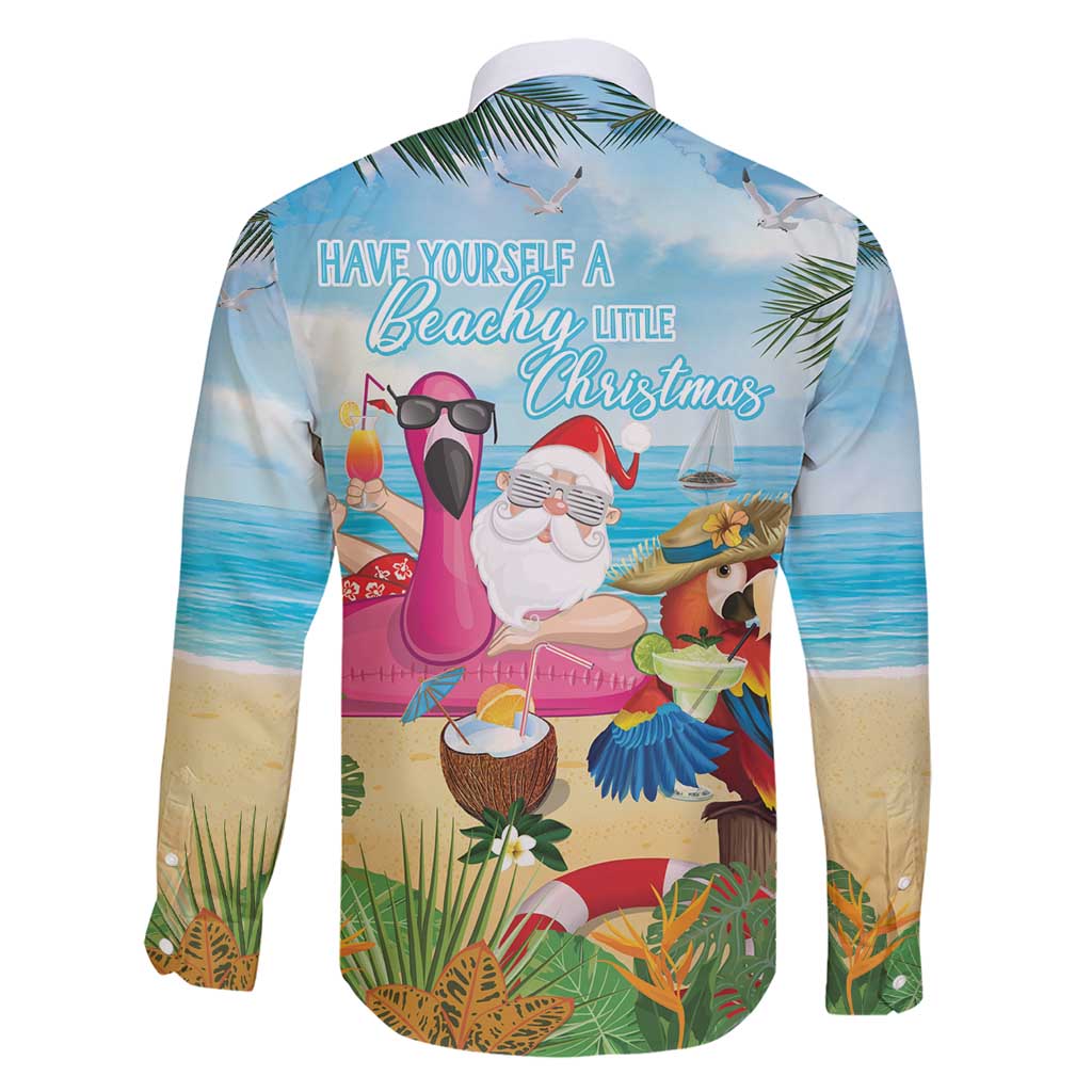 Have Yourself A Beachy Little Christmas Family Matching Short Sleeve Bodycon Dress and Hawaiian Shirt with Santa Chilling LT7 - Polynesian Pride