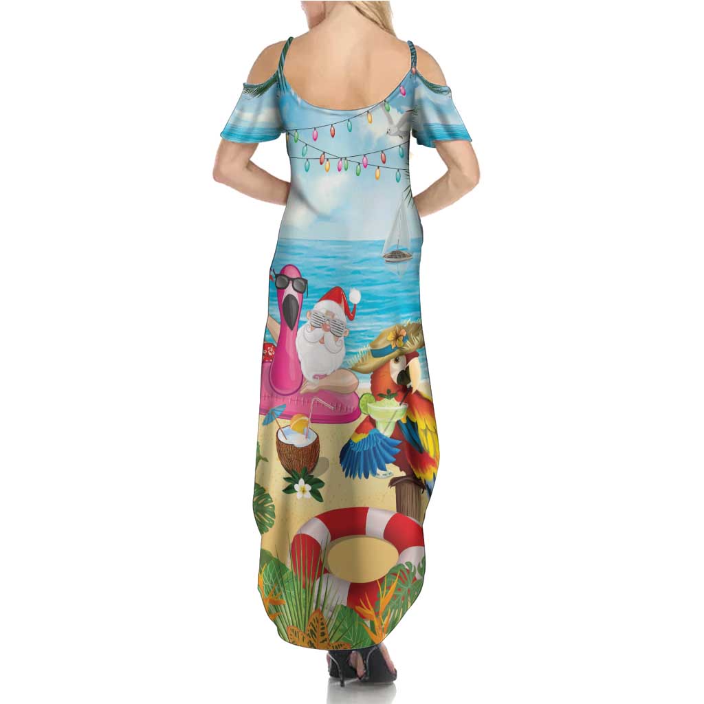 Have Yourself A Beachy Little Christmas Family Matching Summer Maxi Dress and Hawaiian Shirt with Santa Chilling LT7 - Polynesian Pride