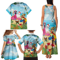 Have Yourself A Beachy Little Christmas Family Matching Tank Maxi Dress and Hawaiian Shirt with Santa Chilling LT7 - Polynesian Pride