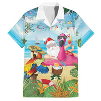 Have Yourself A Beachy Little Christmas Family Matching Tank Maxi Dress and Hawaiian Shirt with Santa Chilling LT7 Dad's Shirt - Short Sleeve Colorful - Polynesian Pride