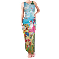 Have Yourself A Beachy Little Christmas Family Matching Tank Maxi Dress and Hawaiian Shirt with Santa Chilling LT7 Mom's Dress Colorful - Polynesian Pride