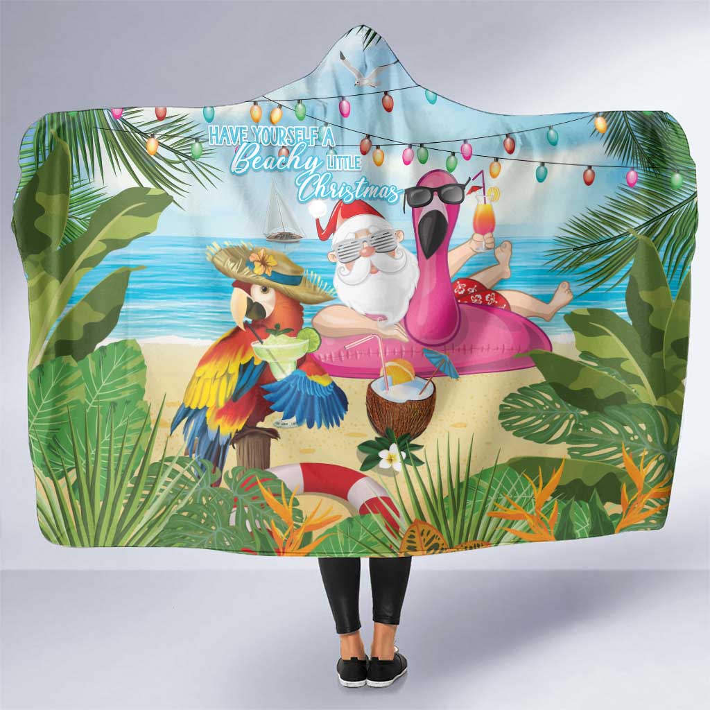 Have Yourself A Beachy Little Christmas Hooded Blanket with Santa Chilling LT7 One Size Colorful - Polynesian Pride
