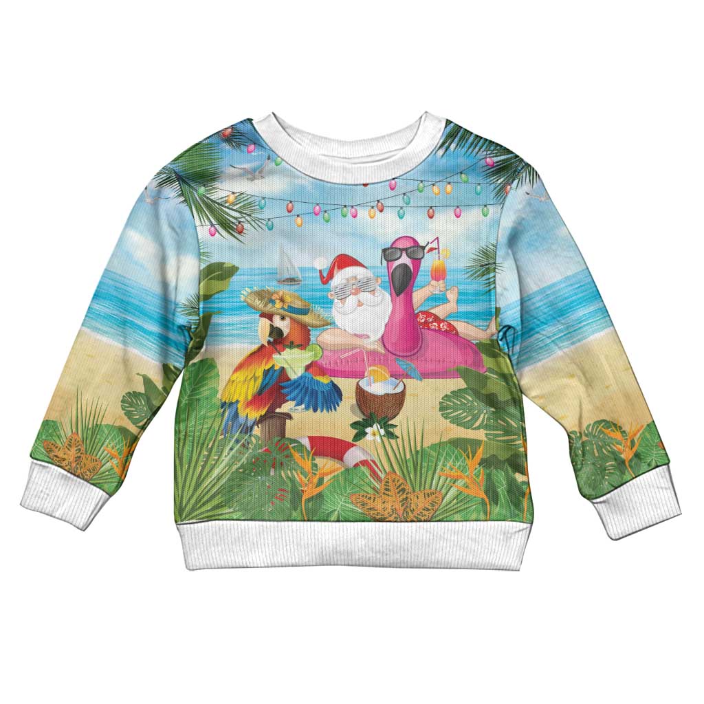 Have Yourself A Beachy Little Christmas Kid Ugly Christmas Sweater with Santa Chilling LT7 Kid Colorful - Polynesian Pride